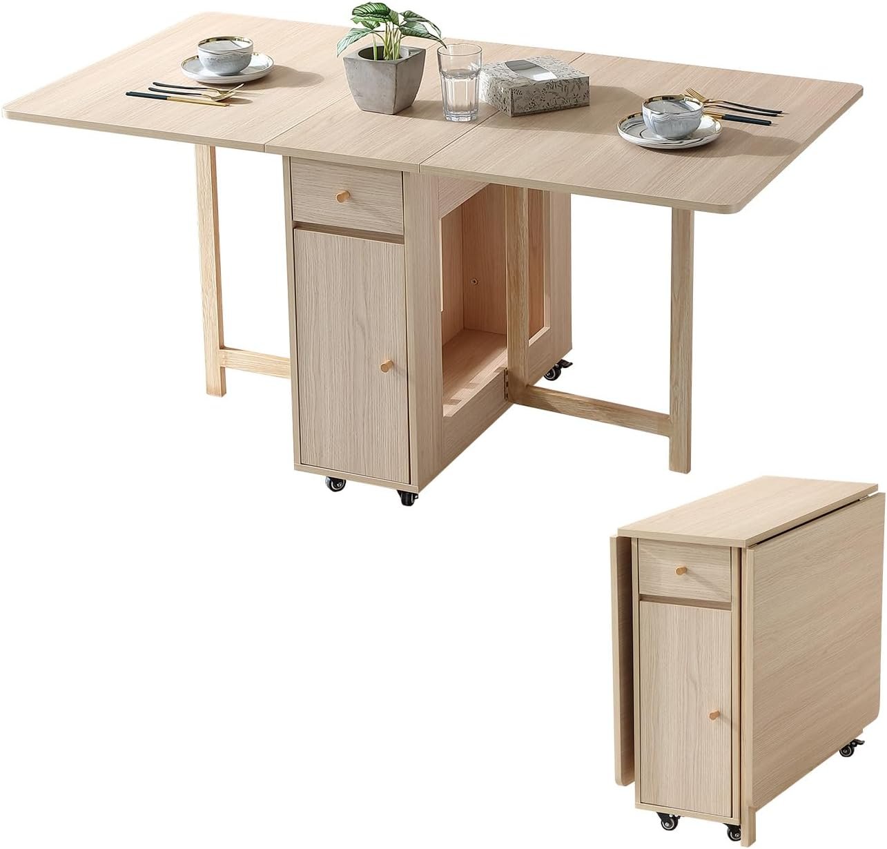 Expandable dining table with pull-out section1