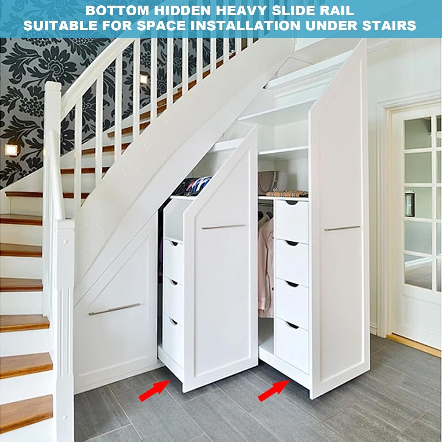 Staircase hidden storage drawers